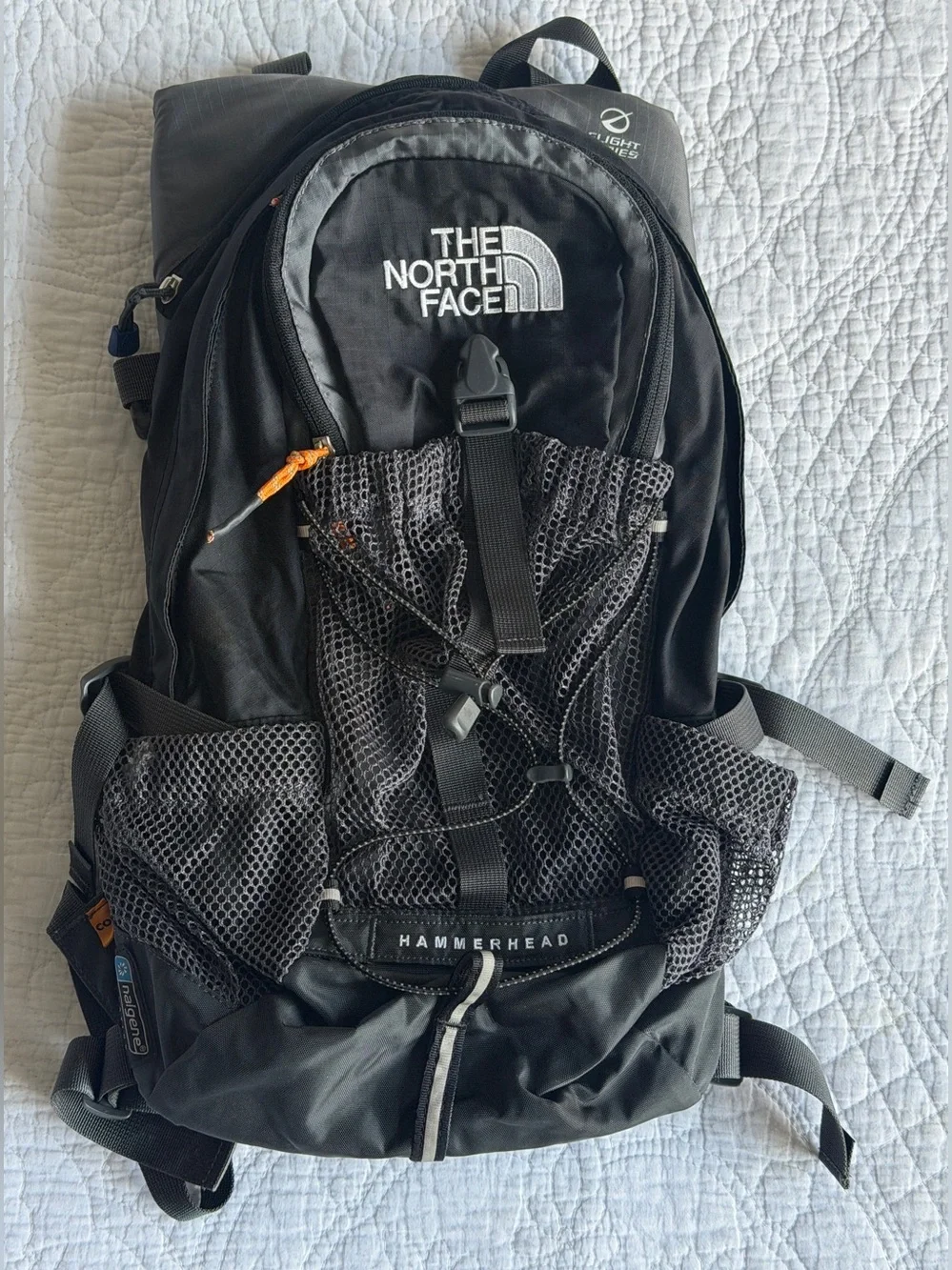 North Face Black Hammerhead Flight Series Backpack Hydration Black Gray Orange